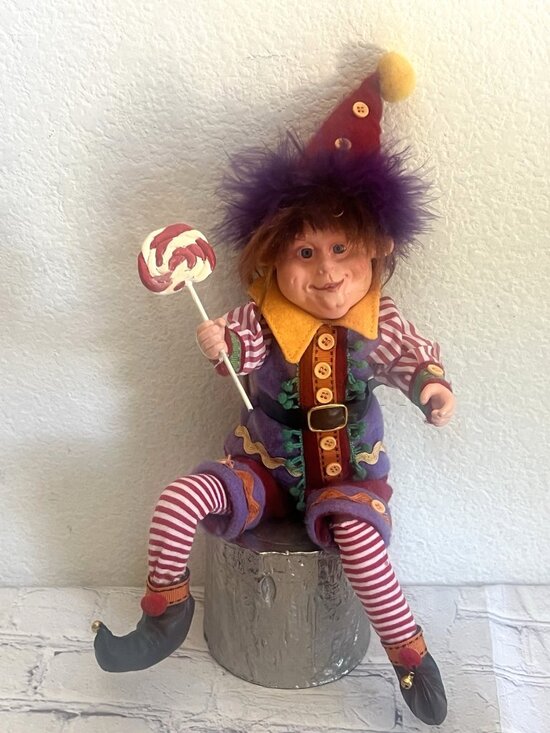 katherines collection Other - vintage Jester Clown Elf Doll Katherine's Sitting Shelf Sitter 15" Kleski